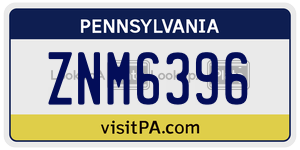 ZNM6396 license plate in Pennsylvania
