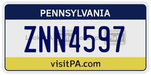 ZNN4597 license plate in Pennsylvania