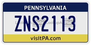 ZNS2113 license plate in Pennsylvania