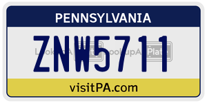 ZNW5711  license plate in PA