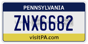 ZNX6682  license plate in PA
