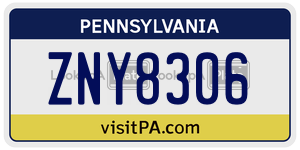 ZNY8306  license plate in PA