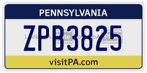 ZPB3825 license plate in Pennsylvania