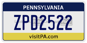 ZPD2522 license plate in Pennsylvania
