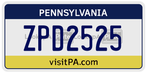 ZPD2525 license plate in Pennsylvania