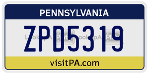 ZPD5319  license plate in PA