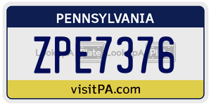 ZPE7376  license plate in PA