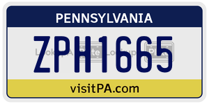 ZPH1665 license plate in Pennsylvania