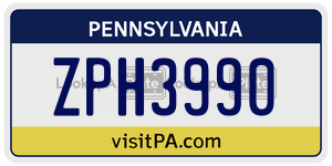 ZPH3990  license plate in PA