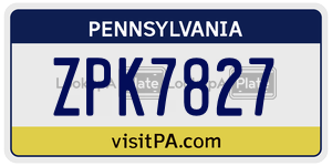 ZPK7827 license plate in Pennsylvania