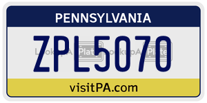 ZPL5070  license plate in PA