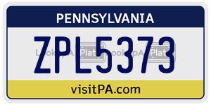 ZPL5373  license plate in PA