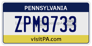 ZPM9733 license plate in Pennsylvania