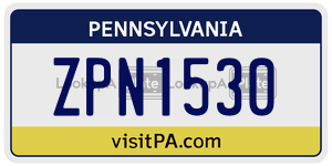 ZPN1530 license plate in Pennsylvania