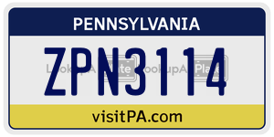 ZPN3114 license plate in Pennsylvania