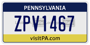 ZPV1467 license plate in Pennsylvania