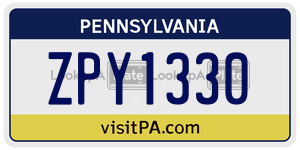ZPY1330  license plate in PA