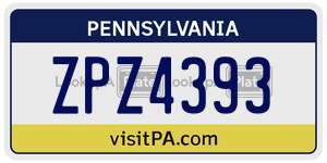 ZPZ4393 license plate in Pennsylvania