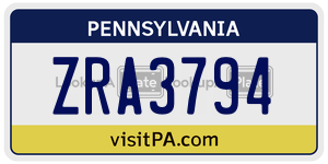 ZRA3794  license plate in PA