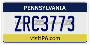 ZRC3773 license plate in Pennsylvania