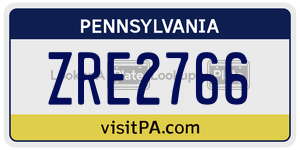 ZRE2766 license plate in Pennsylvania