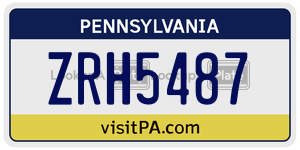 ZRH5487 license plate in Pennsylvania