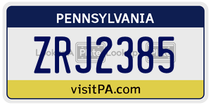 ZRJ2385  license plate in PA