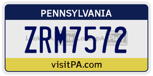 ZRM7572 license plate in Pennsylvania