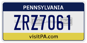ZRZ7061  license plate in PA