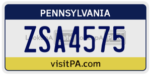 ZSA4575 license plate in Pennsylvania
