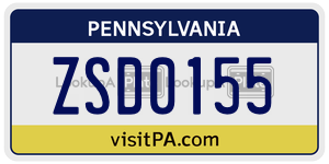 ZSD0155  license plate in PA