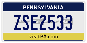 ZSE2533 license plate in Pennsylvania
