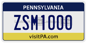 ZSM1000  license plate in PA