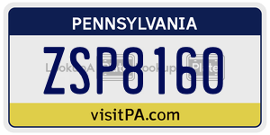 ZSP8160  license plate in PA