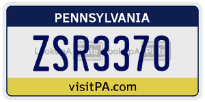 ZSR3370 license plate in Pennsylvania