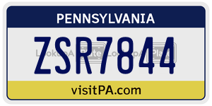 ZSR7844 license plate in Pennsylvania