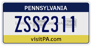 ZSS2311 license plate in Pennsylvania