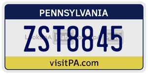 ZST8845  license plate in PA