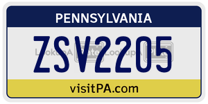 ZSV2205  license plate in PA