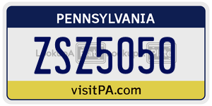 ZSZ5050  license plate in PA
