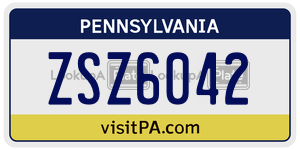 ZSZ6042 license plate in Pennsylvania