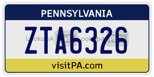 ZTA6326  license plate in PA