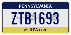ZTB1693 license plate in Pennsylvania