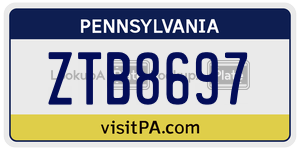 ZTB8697 license plate in Pennsylvania