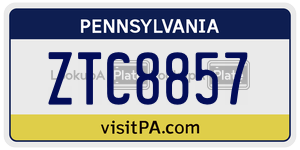 ZTC8857 license plate in Pennsylvania