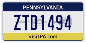 ZTD1494 license plate in Pennsylvania