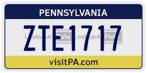 ZTE1717  license plate in PA
