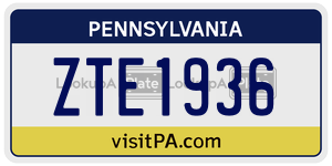 ZTE1936 license plate in Pennsylvania