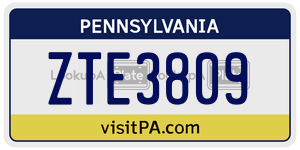 ZTE3809 license plate in Pennsylvania