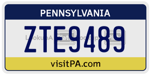 ZTE9489 license plate in Pennsylvania